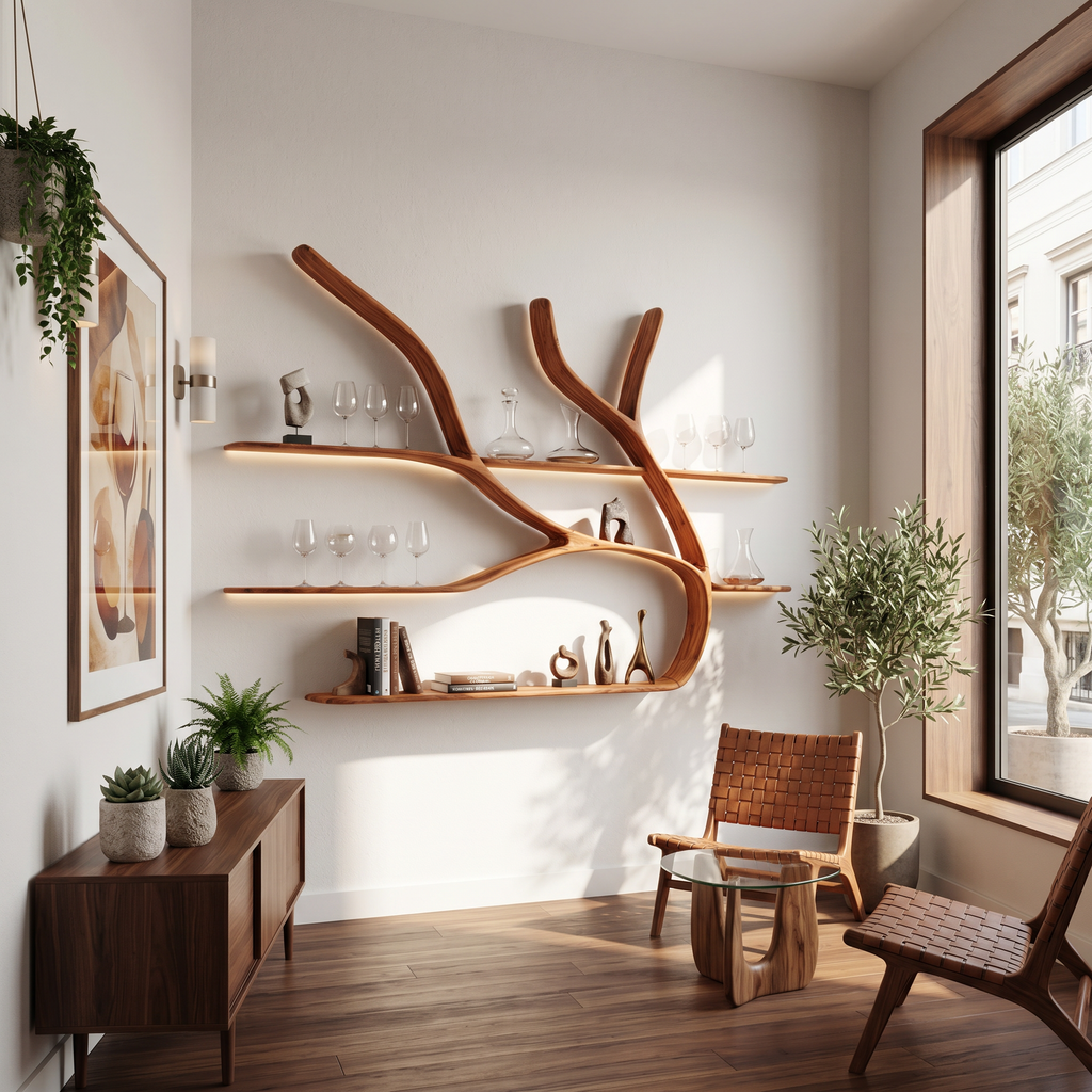 Minimalist Tree Branch Floating Bookshelf For Living Room