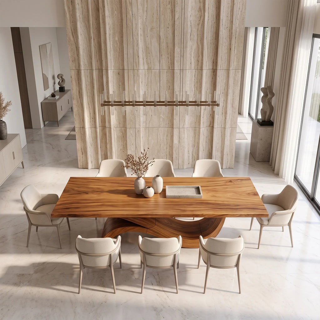 Flowing Rectangle Dining Table Modern Dining Room Table For Open Dining Space