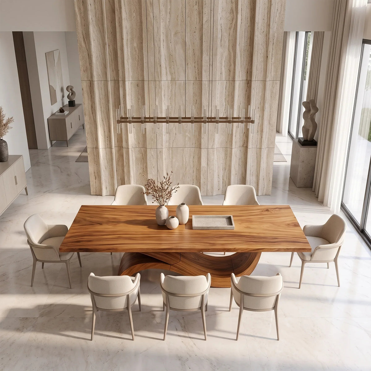 Flowing Rectangle Dining Table Modern Dining Room Table For Open Dining Space