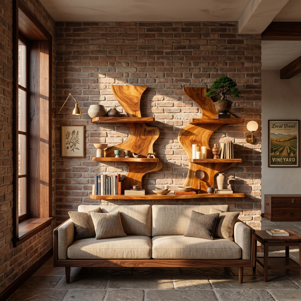 Organic Modern Decorative Wall Shelves For Living Room