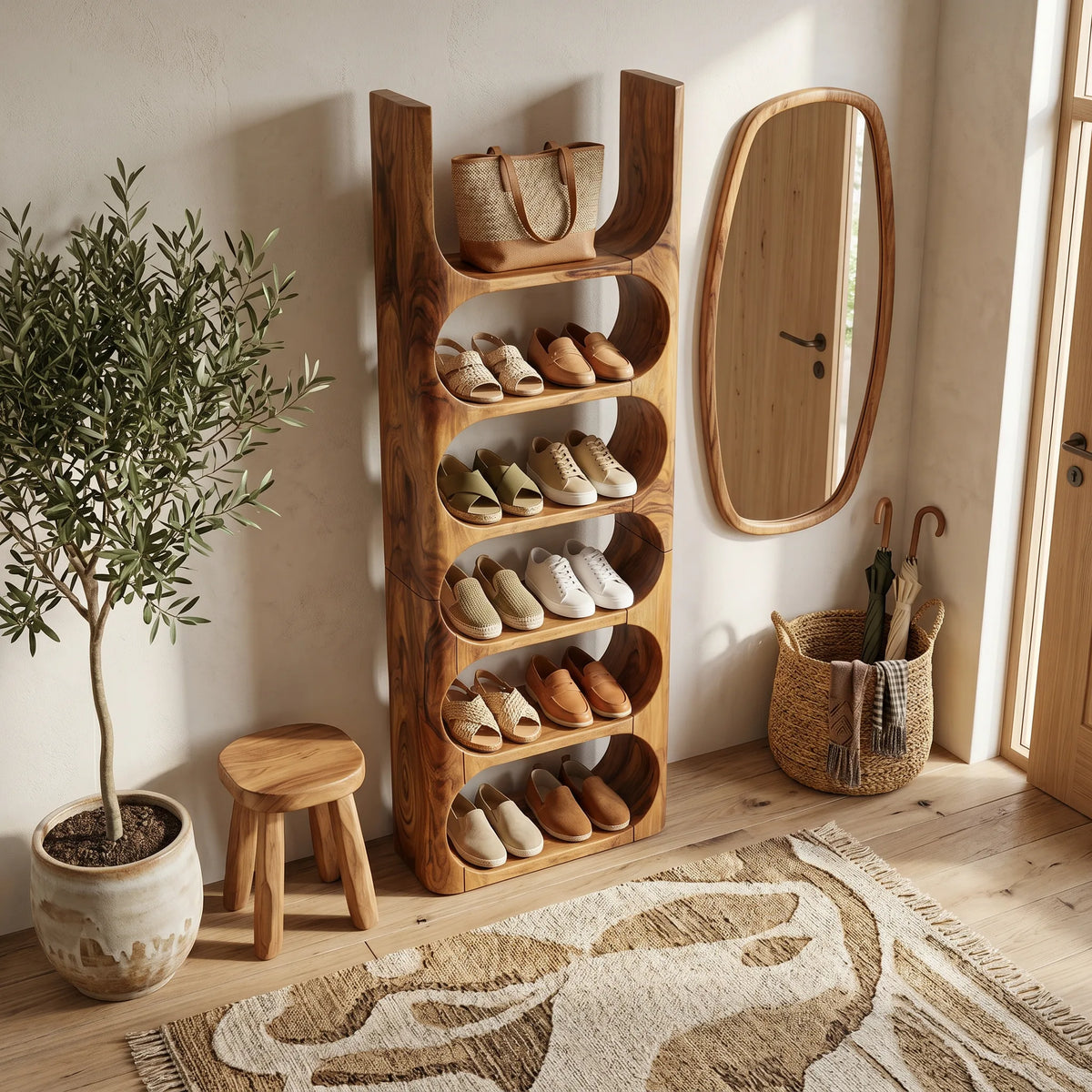 Modern Vertical Shoe Rack For Apartment Entryway Storage Corner