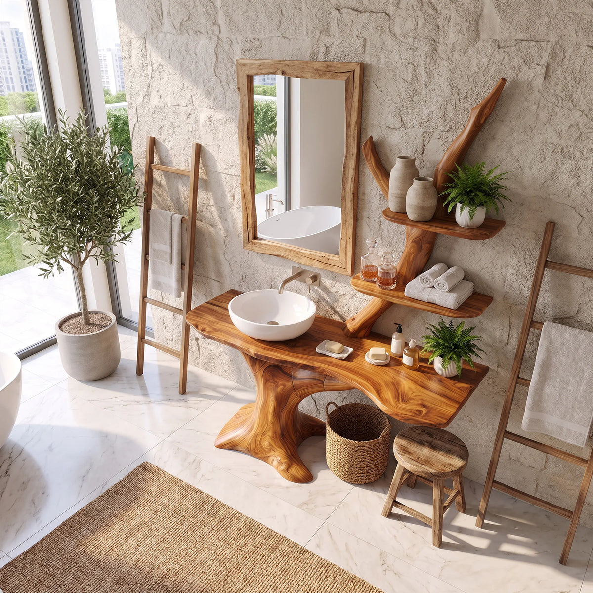 Artistic Bathroom Vanity With Sink Wooden Bathroom Vanity Modern Bathroom Vanity Tree Inspired Shelving For Contemporary