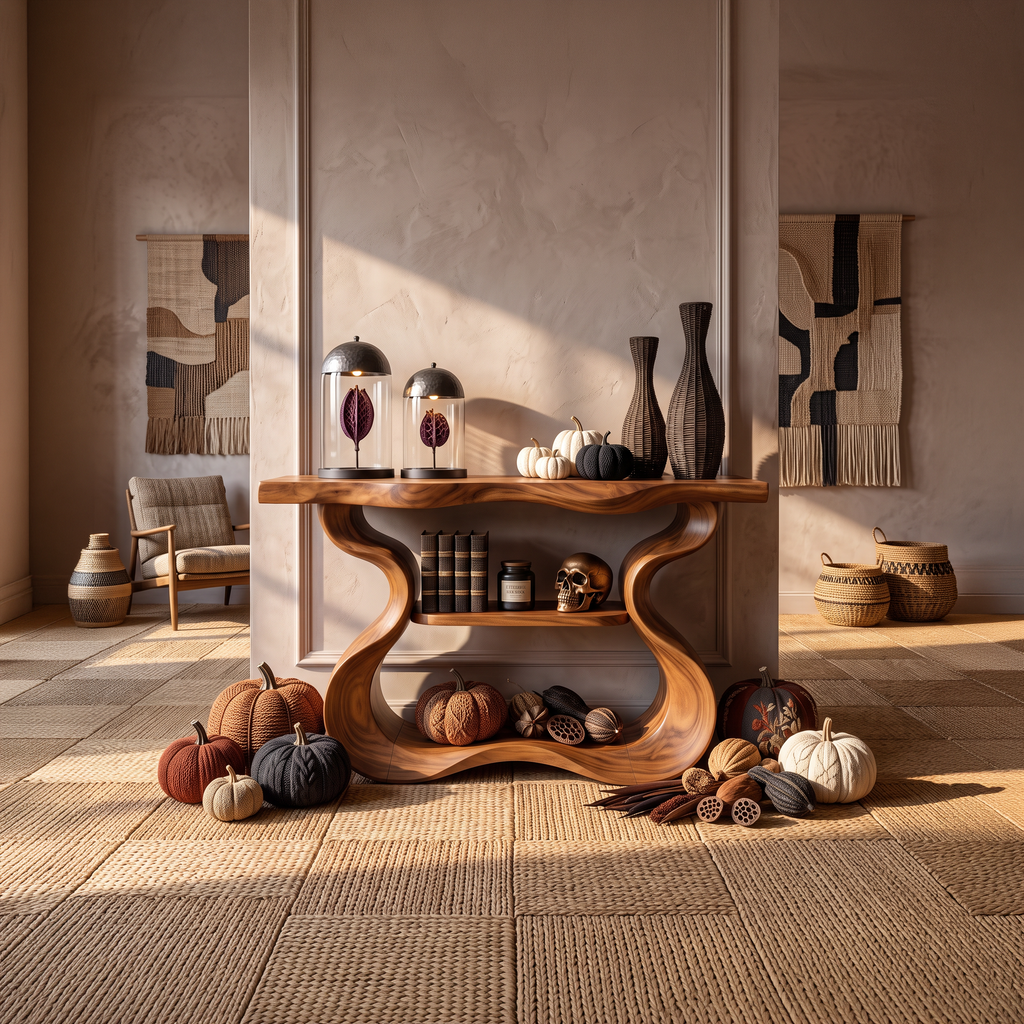 Organic Sculptural Form Console Table For Halloween Home Decor