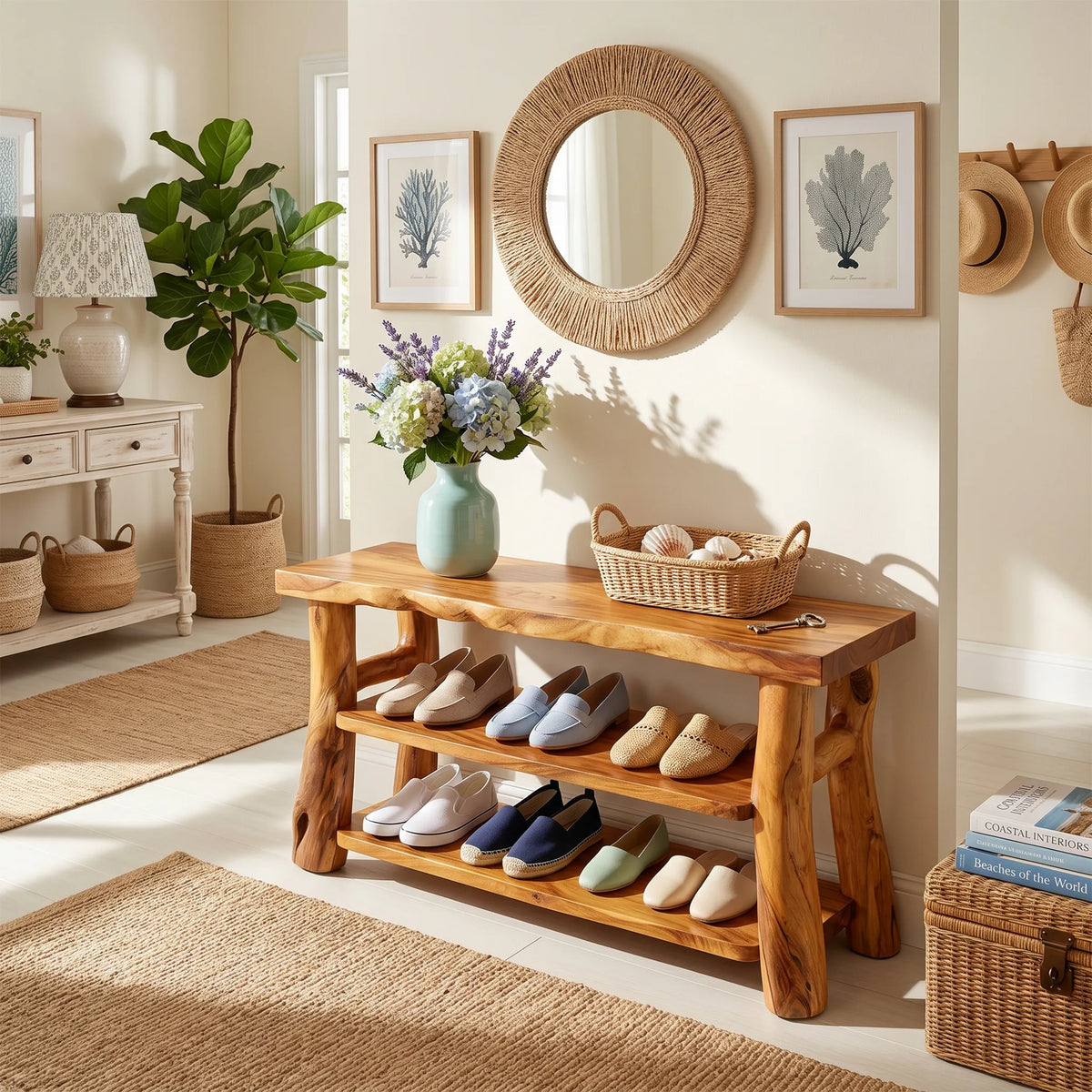 Modern Tall Shoe Rack For Apartment Hallway Storage Section
