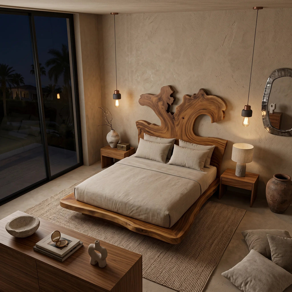 Luxury Bed Frame Freeform Sculptural Headboard For Master Bedroom