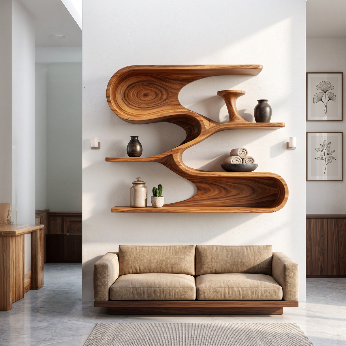 Modern Organic Decorative Wall Shelves For Bathroom