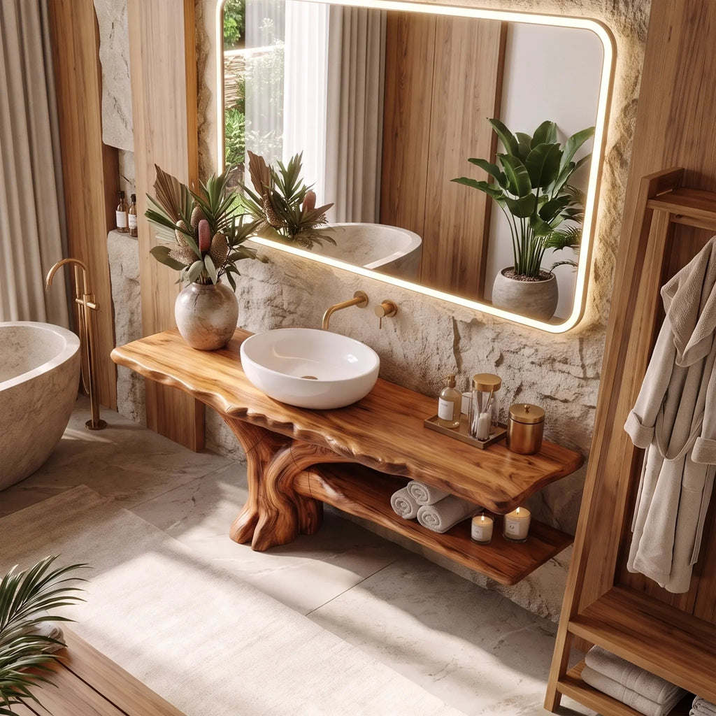 Sculptural Bathroom Vanity Bathroom Vanity With Sink Modern Bathroom Vanity Open Basket Storage For Primary Bathroom