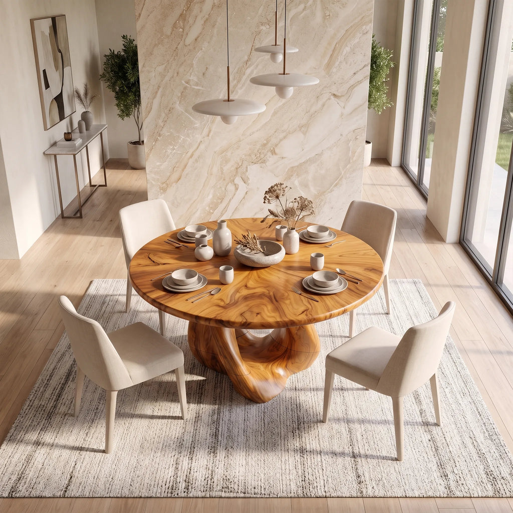 Serene Round Dining Table Modern Dining Room Table For Patio Dining Area