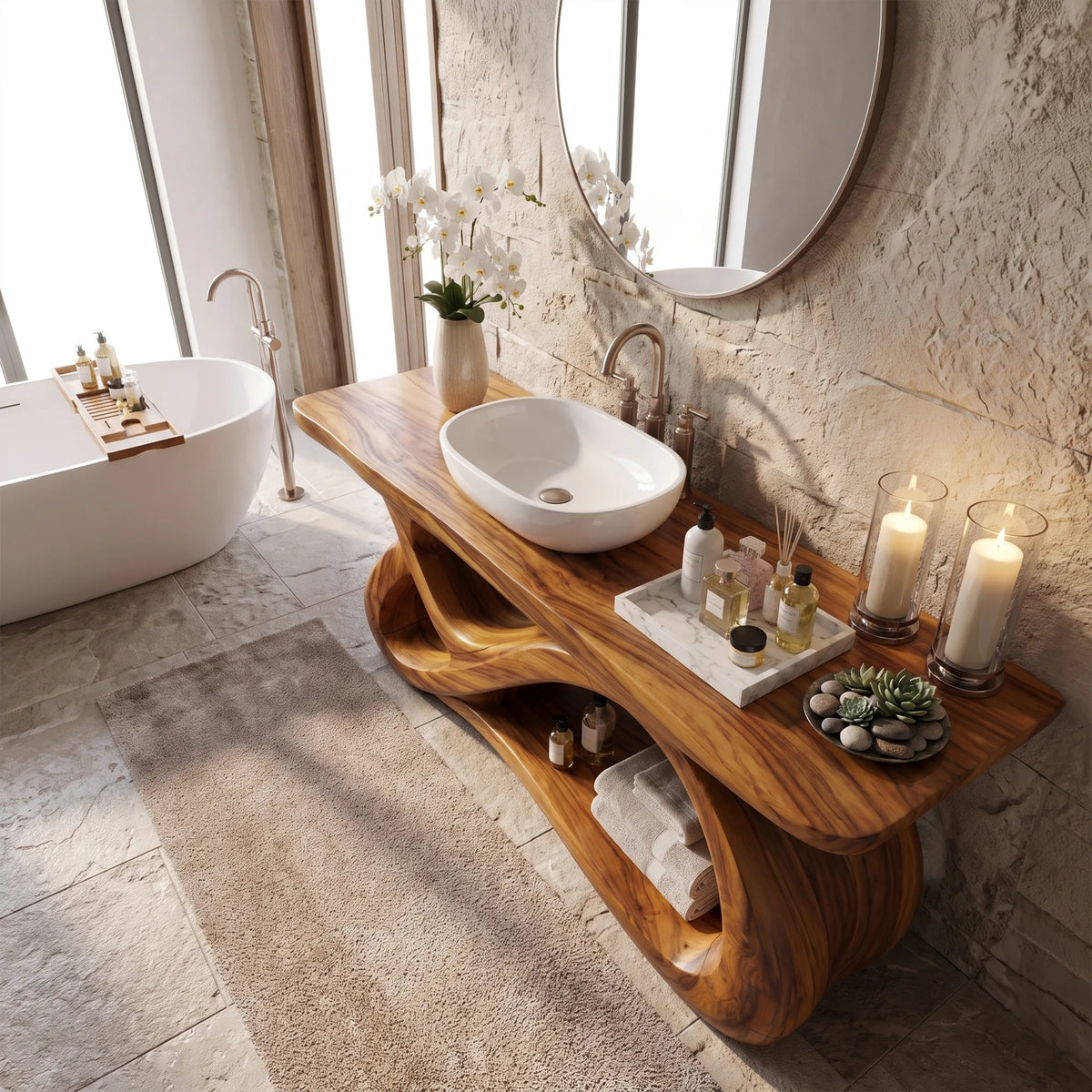 Elegant Bathroom Vanity Bathroom Vanity With Sink Freestanding Bathroom Vanity Loop Base Open Shelf For Master Bathroom