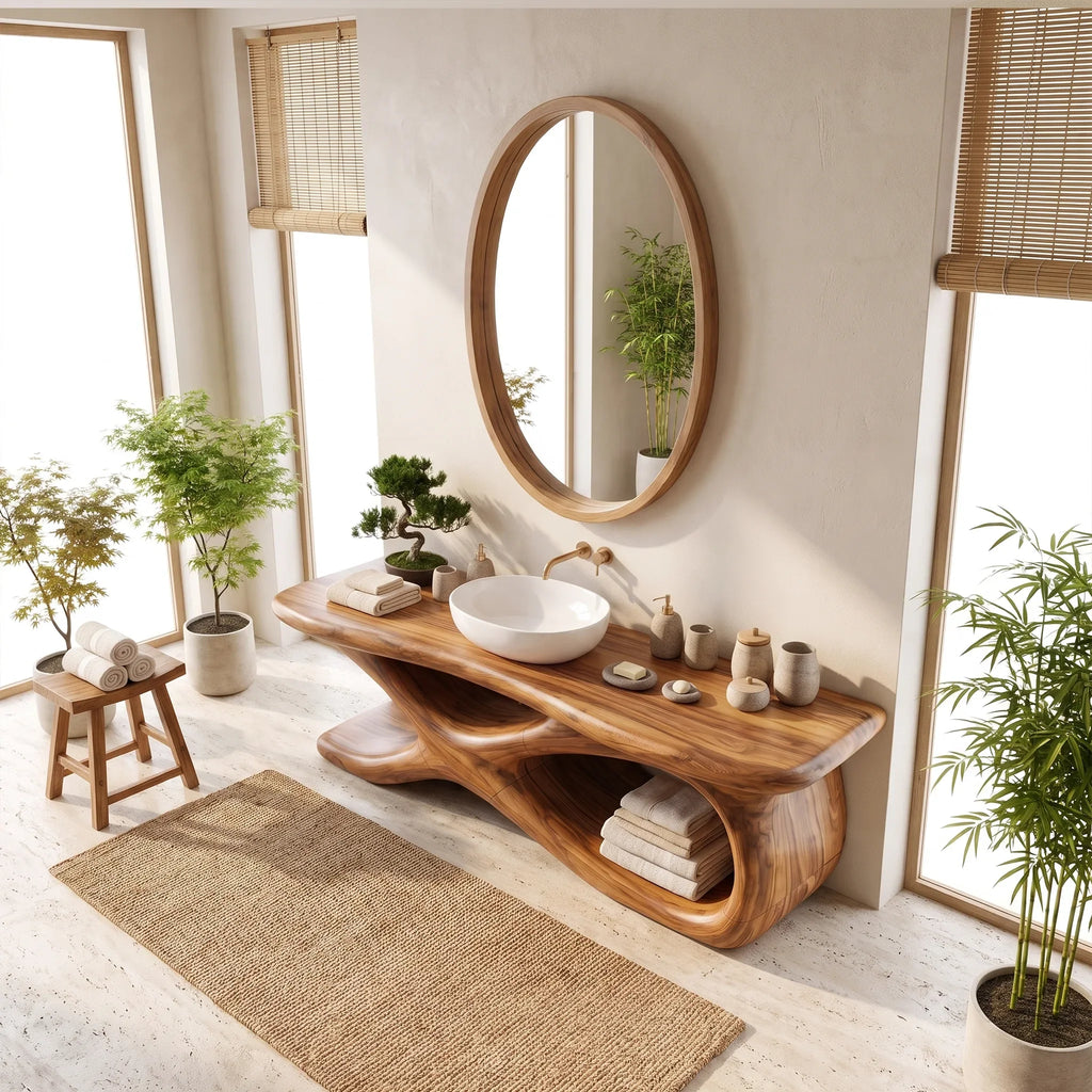 Luxurious Bathroom Vanity Bathroom Vanity With Sink Freestanding Bathroom Vanity Live Edge Style Top For Spa Bathroom