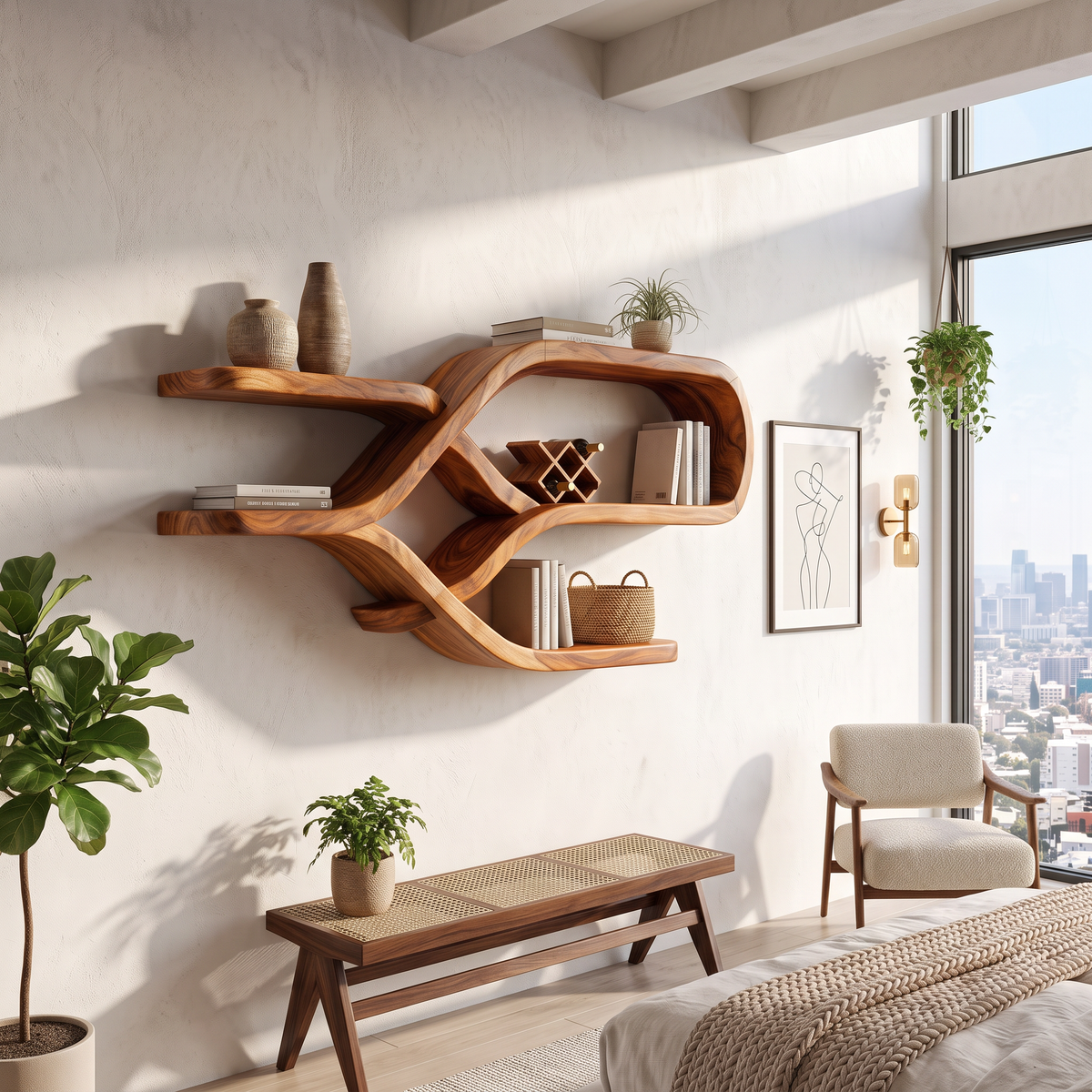 Modern Organic Floating Display Shelves For Bedroom
