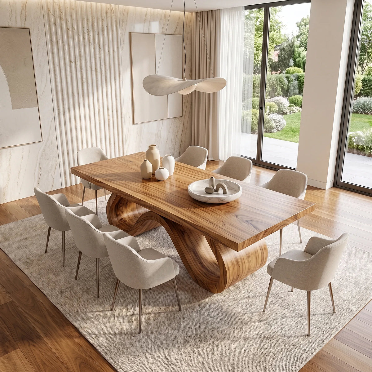 Sculptural Modern Dining Table Rectangle Dining Room Table For Living Room