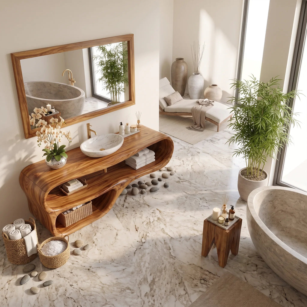 Flowing Floating Bathroom Vanity Bathroom Vanity With Sink Modern Bathroom Vanity Tiered Open Shelves For Primary Bathro