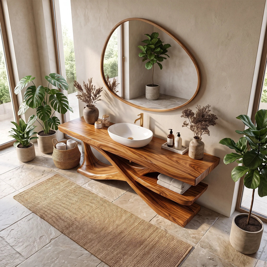 Minimal Modern Bathroom Vanity Bathroom Vanity With Sink Wooden Bathroom Vanity Extended Open Shelf For Contemporary Bat