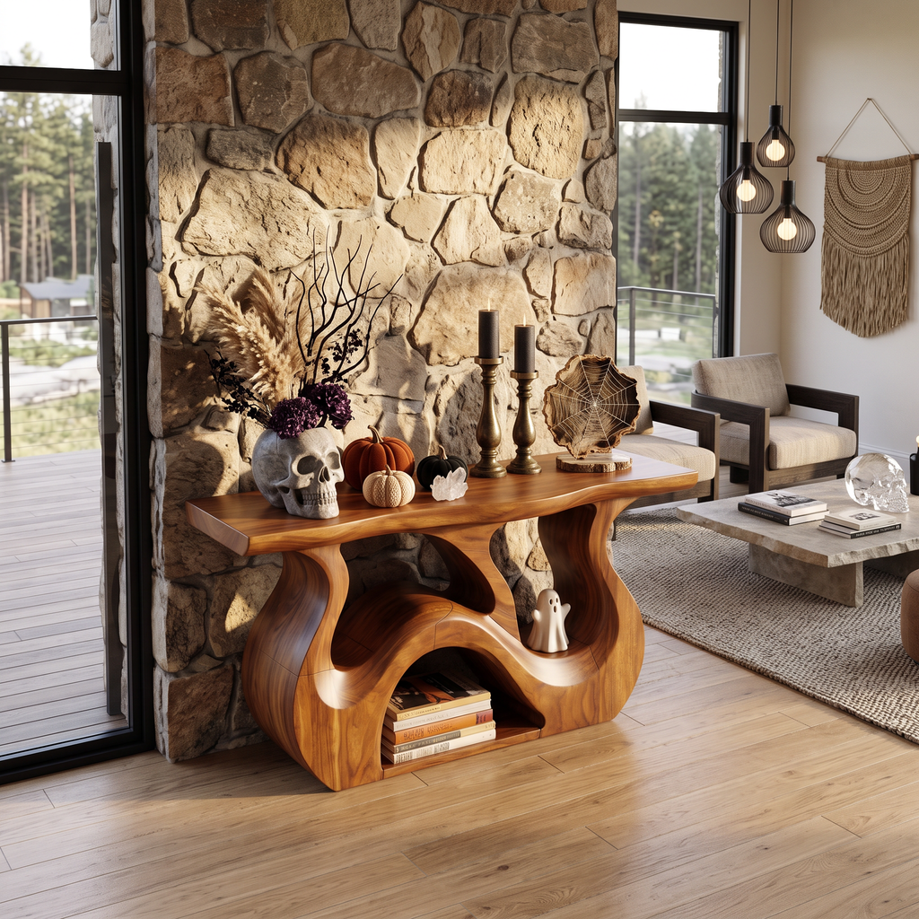 Minimalist Branch Form Entryway Table For Halloween Cabin Decor