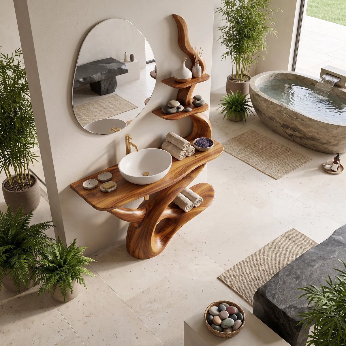 Graceful Bathroom Vanity Bathroom Vanity With Sink Freestanding Bathroom Vanity Sculptural Open Shelf For Modern Bathroo