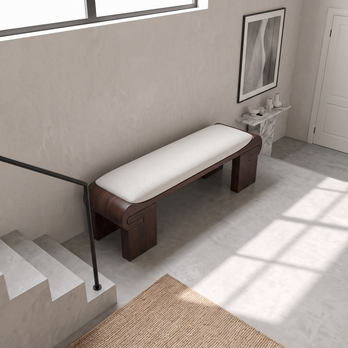 Modern Bench With Low Profile Design For Dressing Room