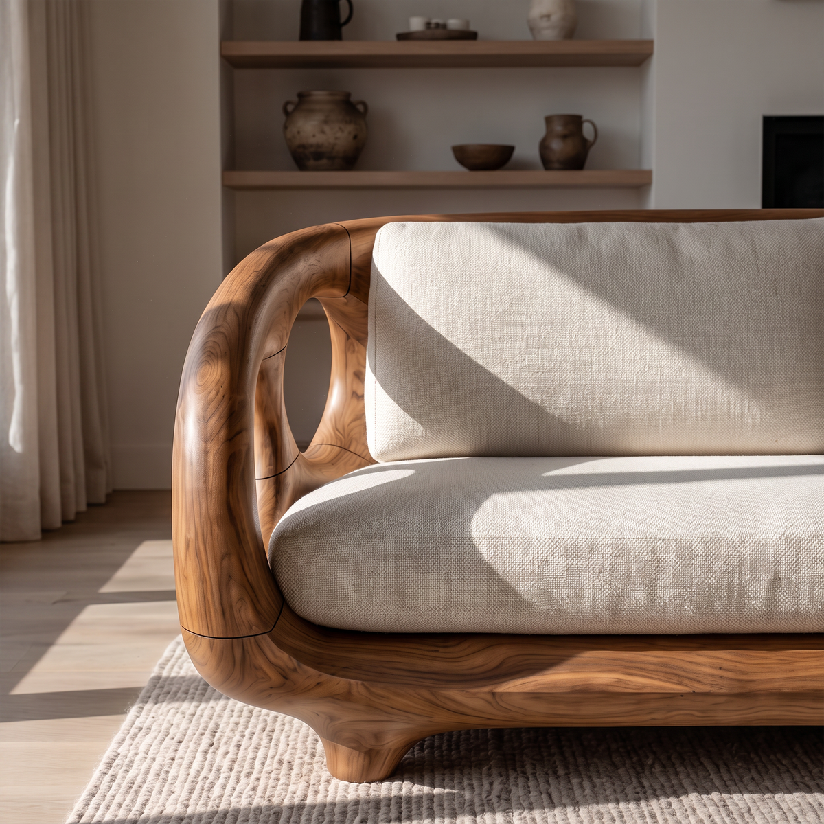 Modern Sculptural Sofa For Living Room And Sunroom