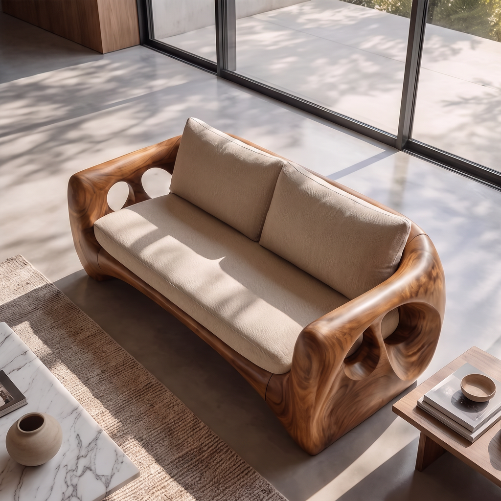 Mid Century Sculptural Sofa For Living Room And Lounge