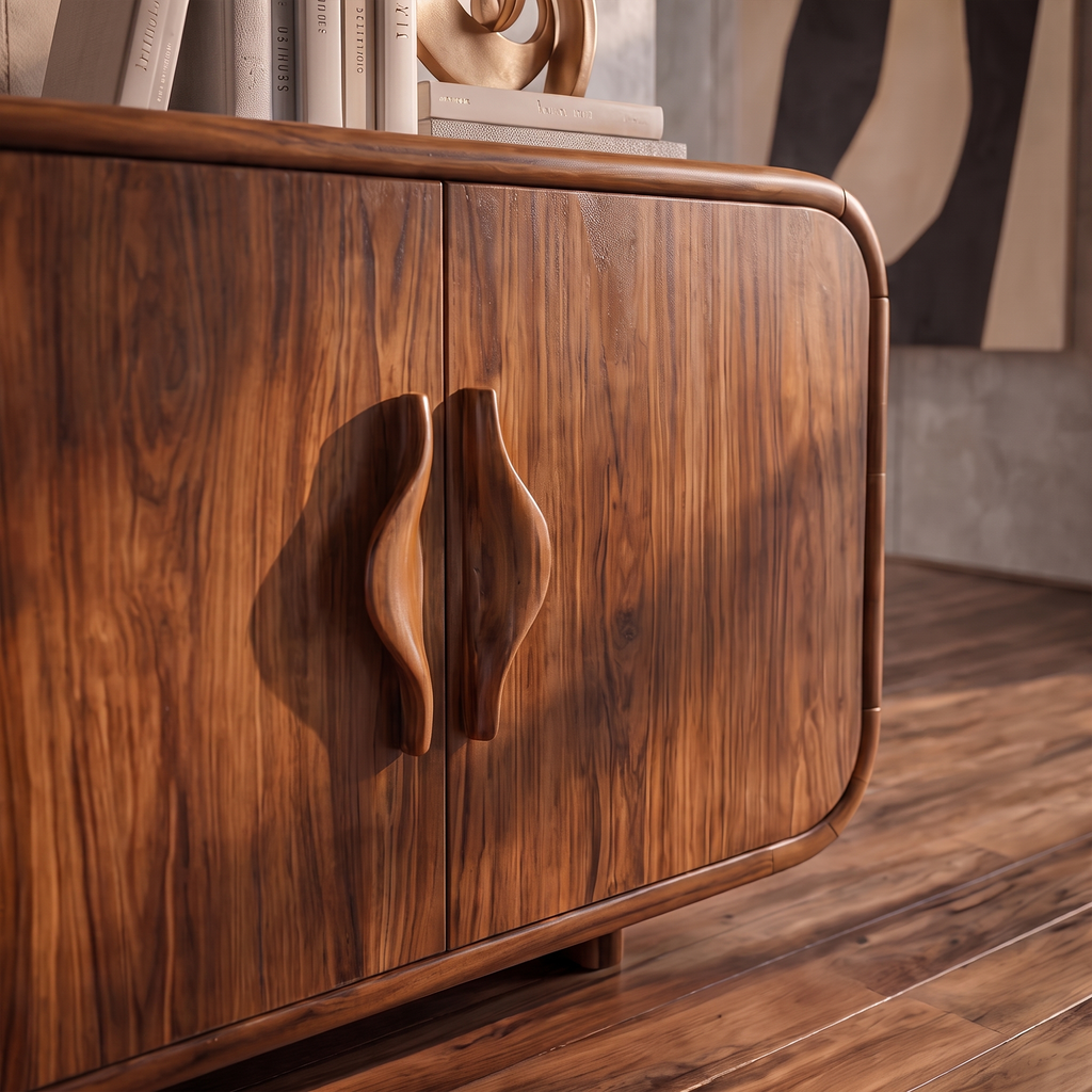Minimalist Sideboard With Artistic Side Compartments For Living Room