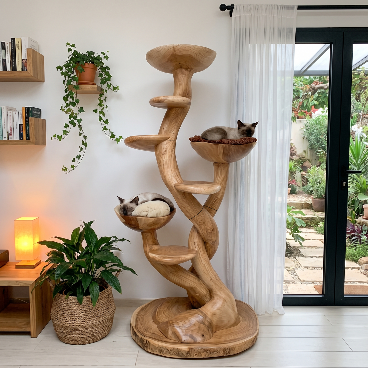 Organic Sculptural Cat Tree With Multi Level Platforms For Indoor Cats