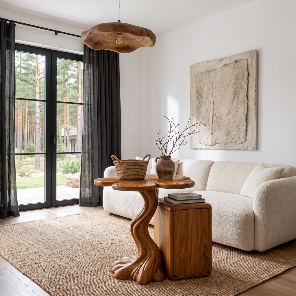 Modern Side Table With Tree Inspired Base For Living Room