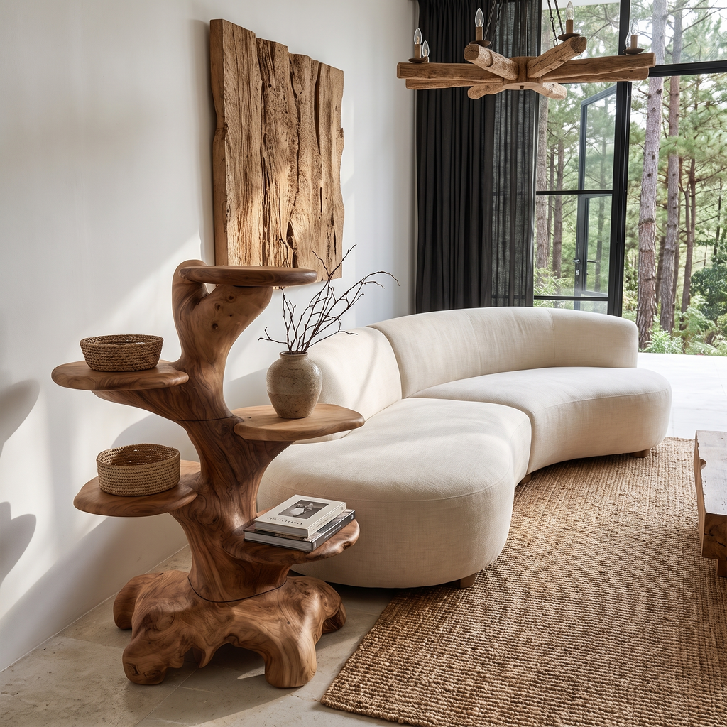Minimalist Side Table With Integrated Storage For Living Room
