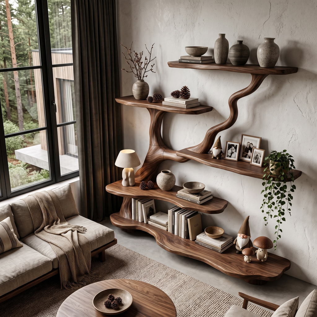 Organic Tree Bookshelf With Flowing Branch Design For Living Room
