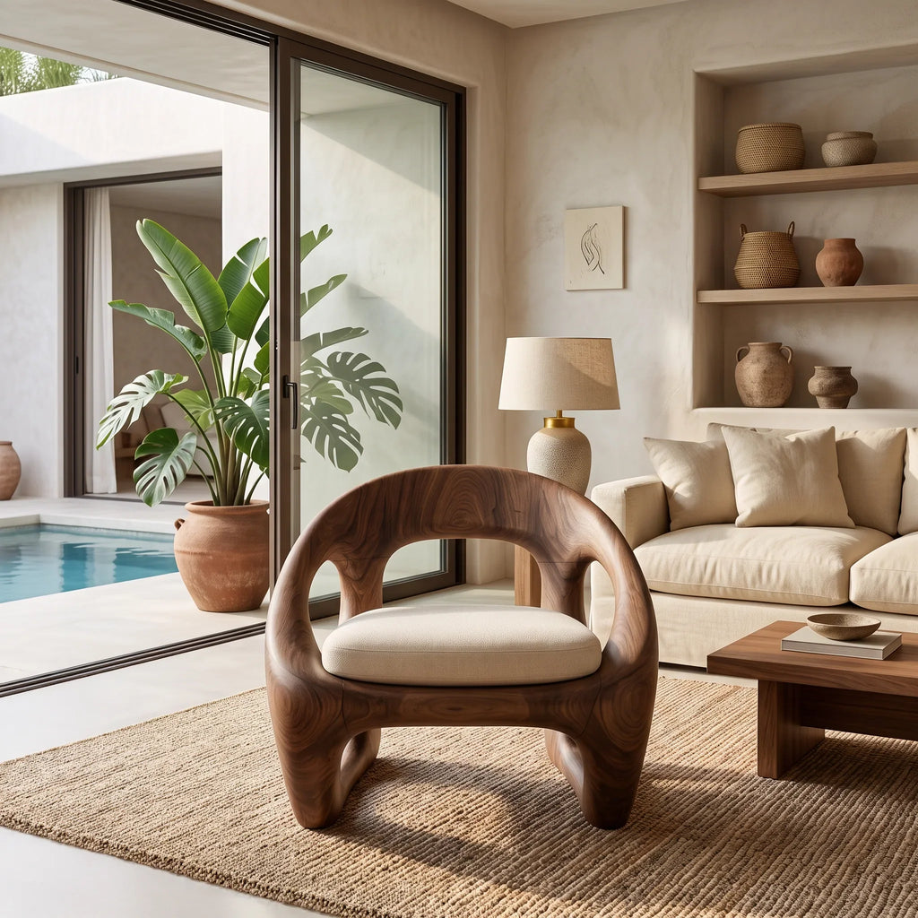 Modern Armchair With Biomorphic Open Frame For Luxury Living Room