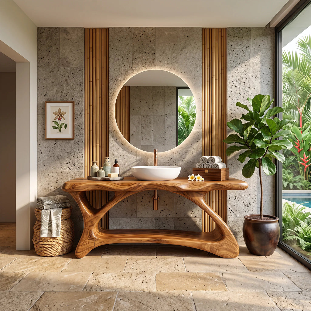 Organic Bathroom Vanity Bathroom Vanity With Sink Freestanding Bathroom Vanity Curved Lower Shelf For Resort Bathroom