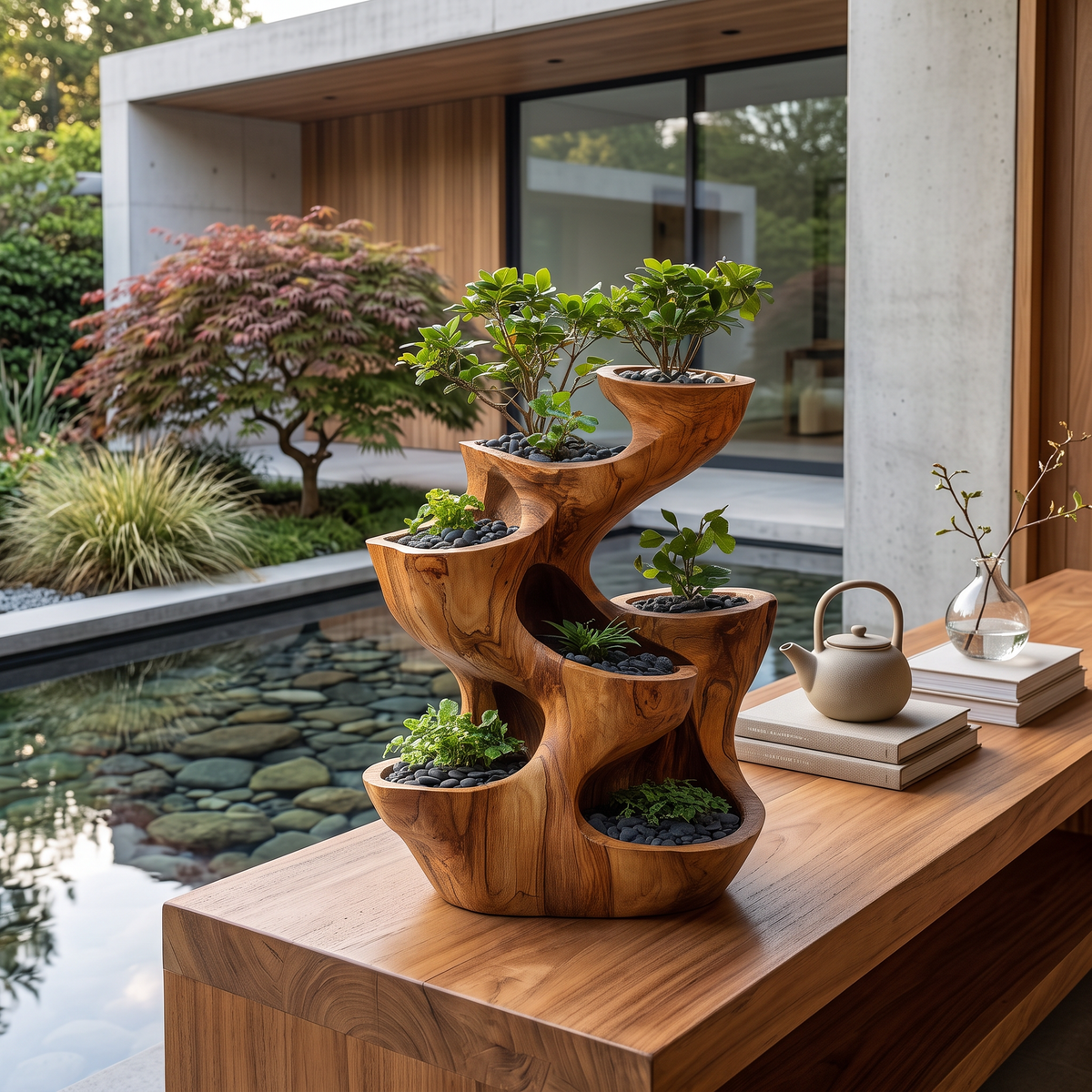 Organic Sculptural Multi Tier Planter For Garden Decor
