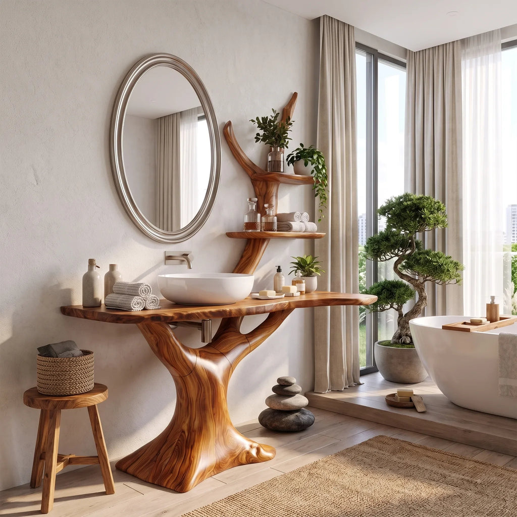 Artistic Bathroom Vanity With Sink Wooden Bathroom Vanity Modern Bathroom Vanity Tree Inspired Shelving For Contemporary