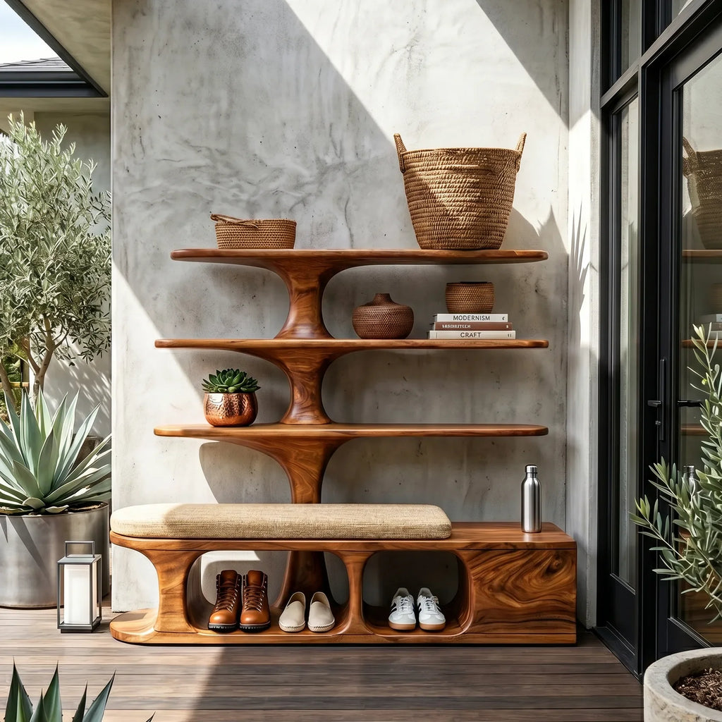 Modern Shoe Rack Bench For Entryway Lounge Living Corner