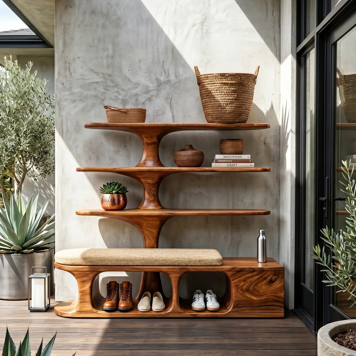 Modern Shoe Rack Bench For Entryway Lounge Living Corner