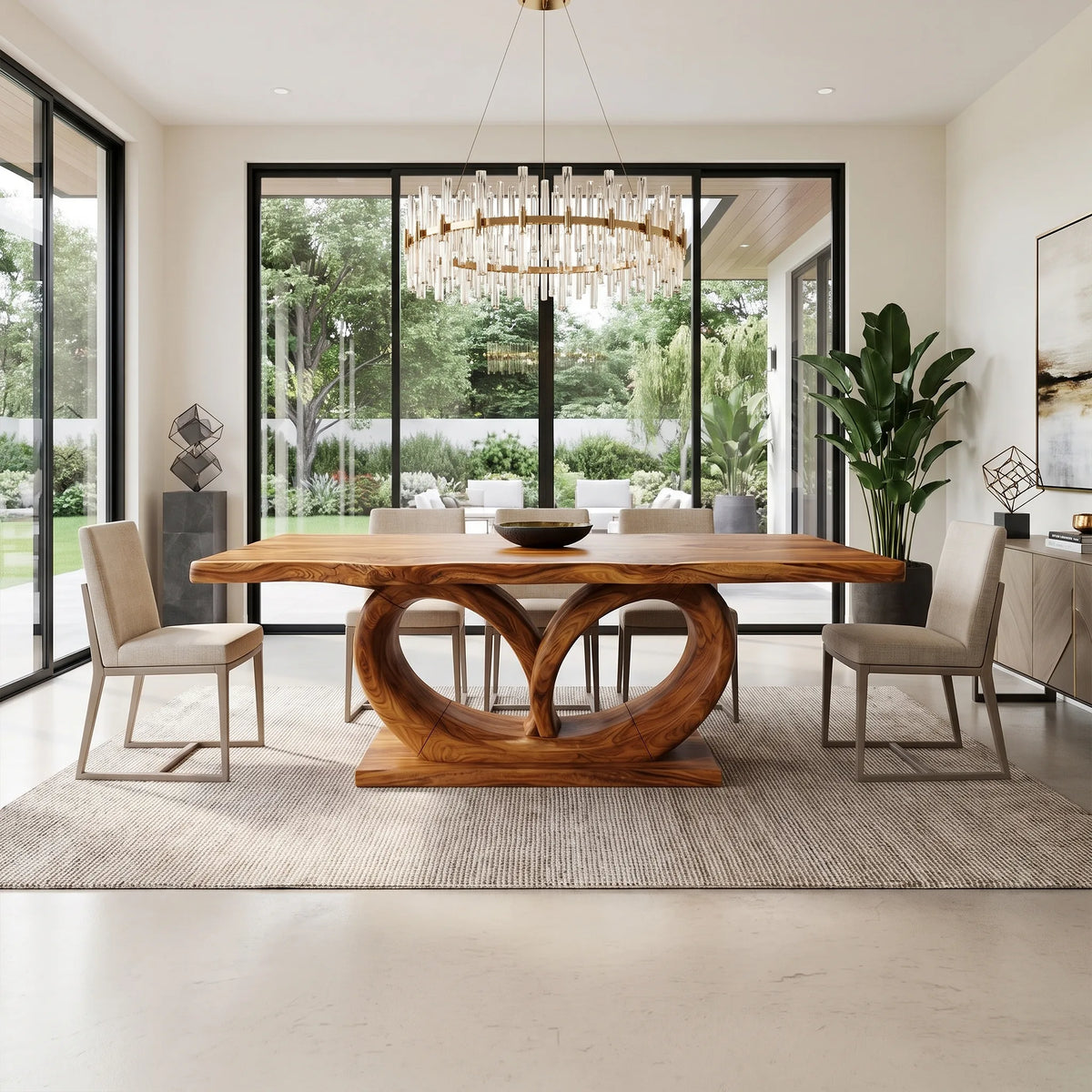 Organic Modern Dining Table Dining Room Table Rectangle Dining Table Curved Base For Dining Room