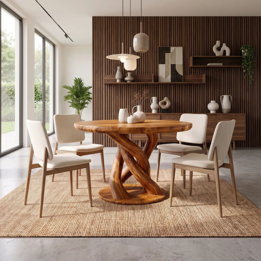 Airy Round Dining Table Dining Room Table Intertwined Base For Kitchen Dining Area