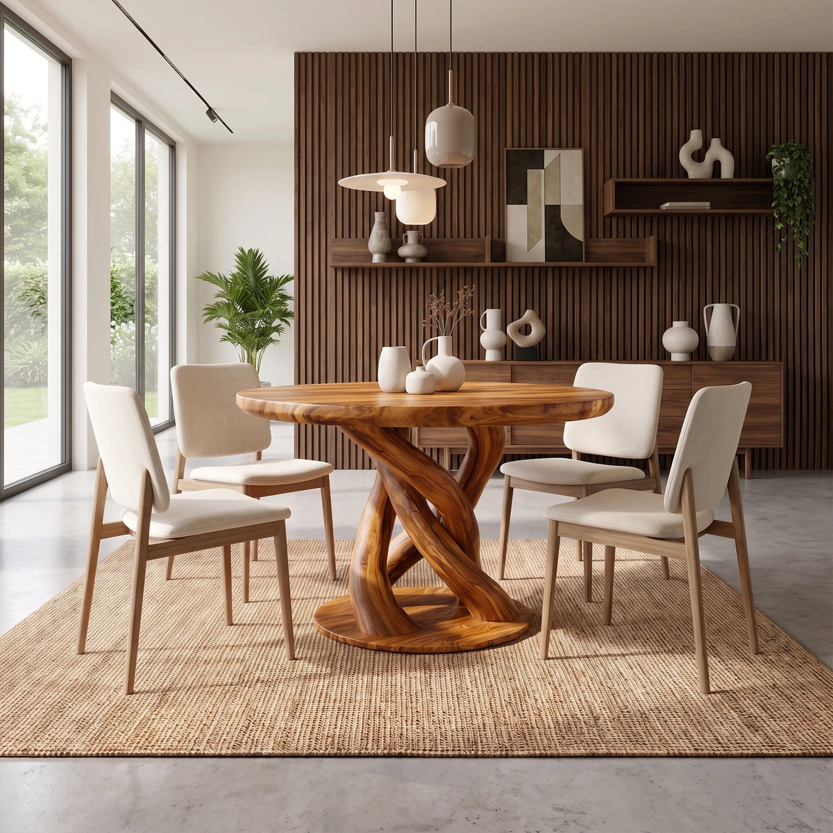 Airy Round Dining Table Dining Room Table Intertwined Base For Kitchen Dining Area