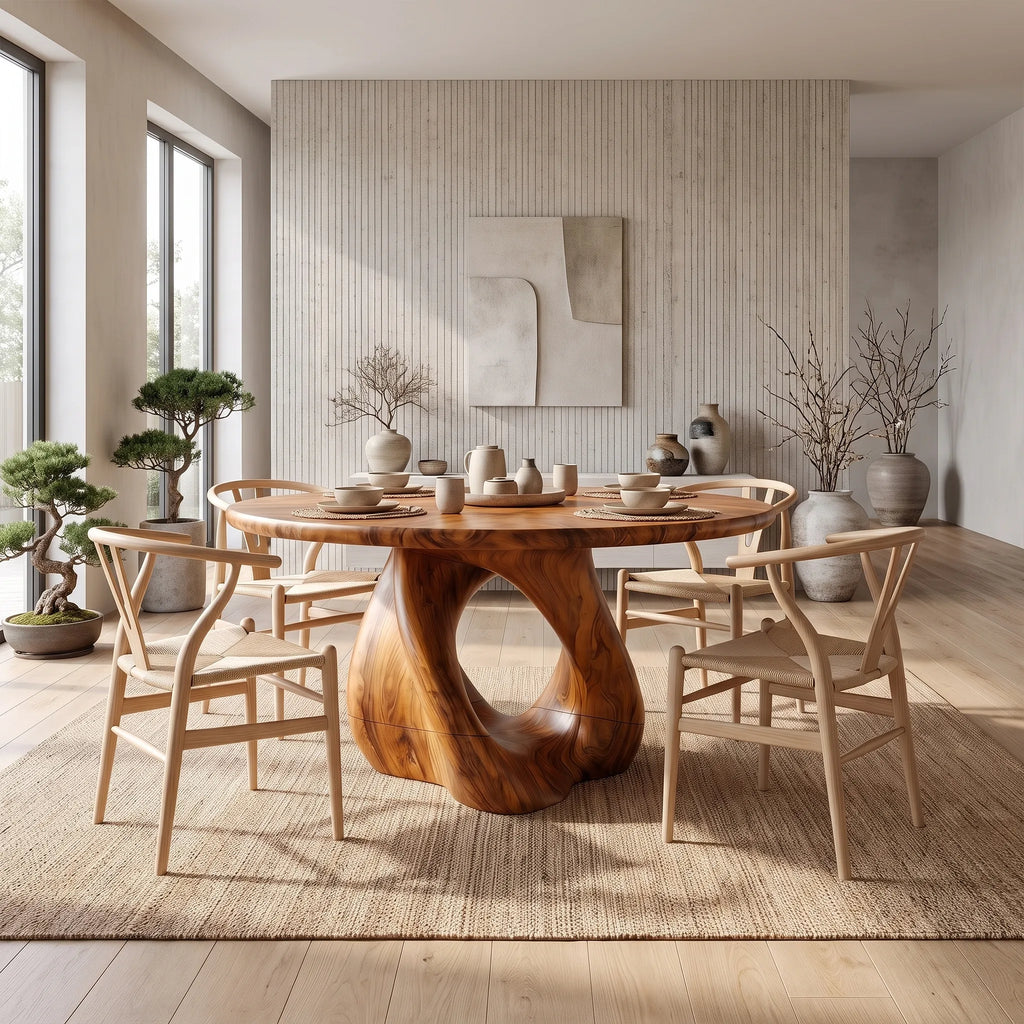 Serene Round Dining Table Modern Dining Room Table For Patio Dining Area