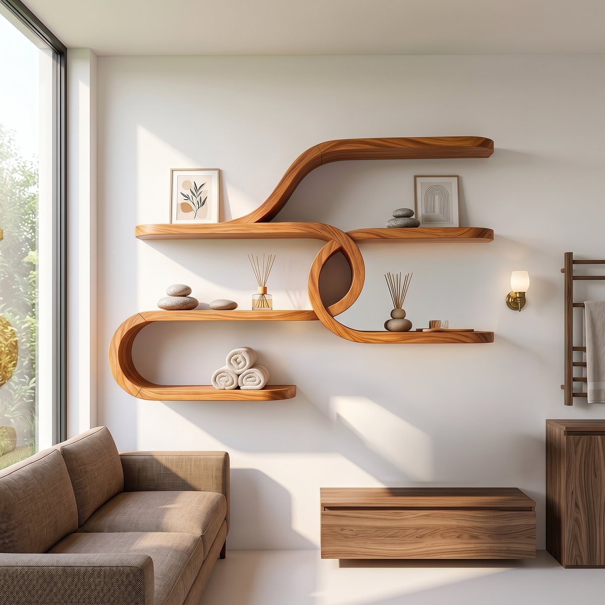 Mid Century Floating Bar Shelves For Home Bar
