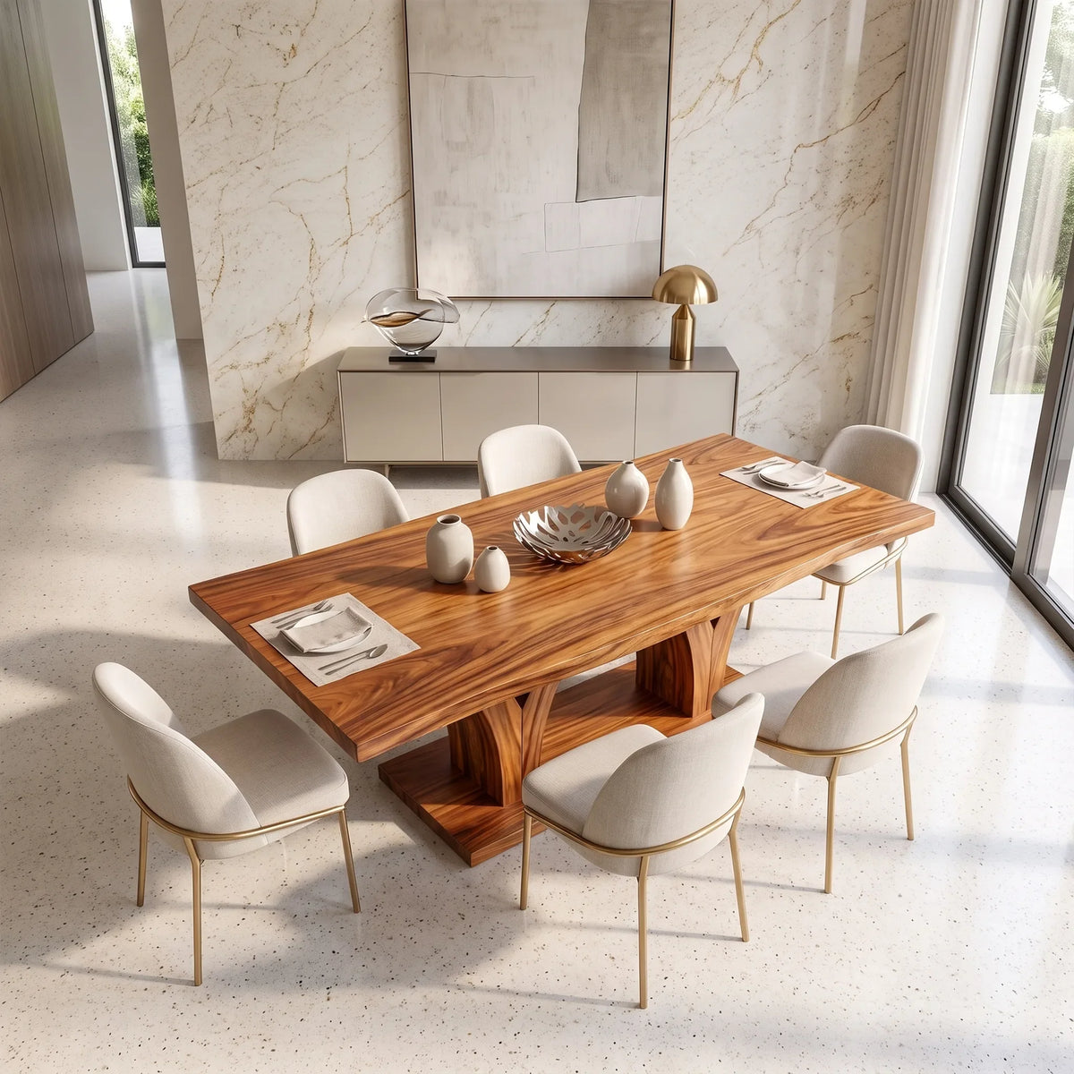 Warm Dining Table Rectangle Dining Room Table Curved Pedestal Base For Dining Room