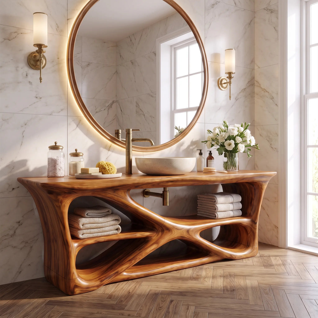 Serene Modern Bathroom Vanity Bathroom Vanity With Sink Freestanding Bathroom Vanity Open Shelf Design For Spa Bathroom