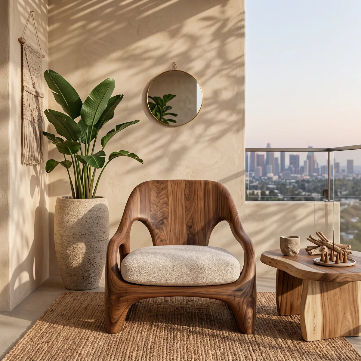 Modern Accent Chair With Organic Loop Frame For Living Room