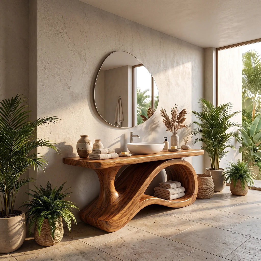Airy Bathroom Vanity Bathroom Vanity With Sink Freestanding Bathroom Vanity Curved Base Storage For Primary Bathroom