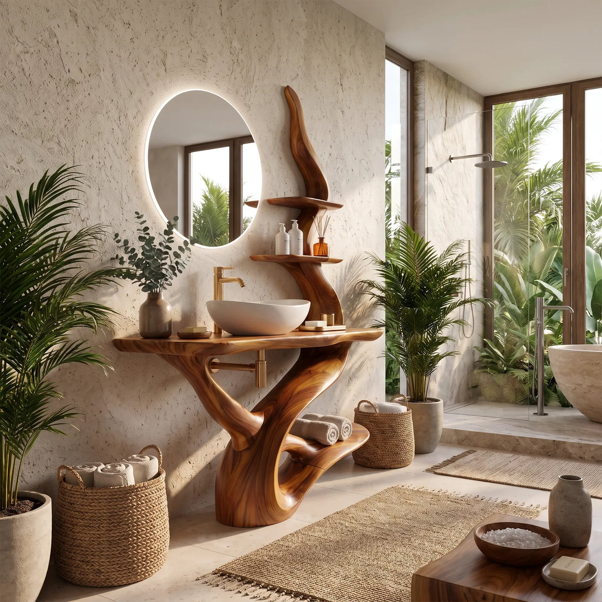 Graceful Bathroom Vanity Bathroom Vanity With Sink Freestanding Bathroom Vanity Sculptural Open Shelf For Modern Bathroo