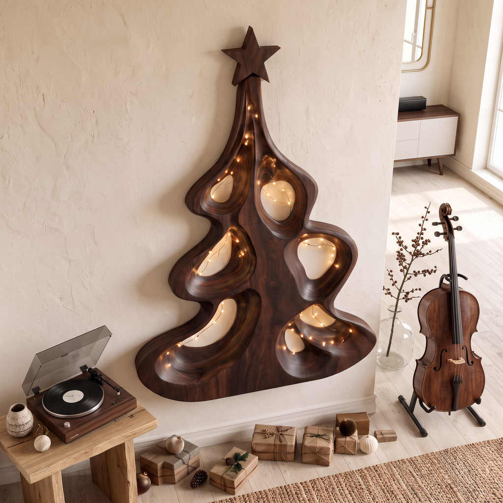 Modern Christmas Wall Decor With Artistic Hollow Tree Form For Entryway