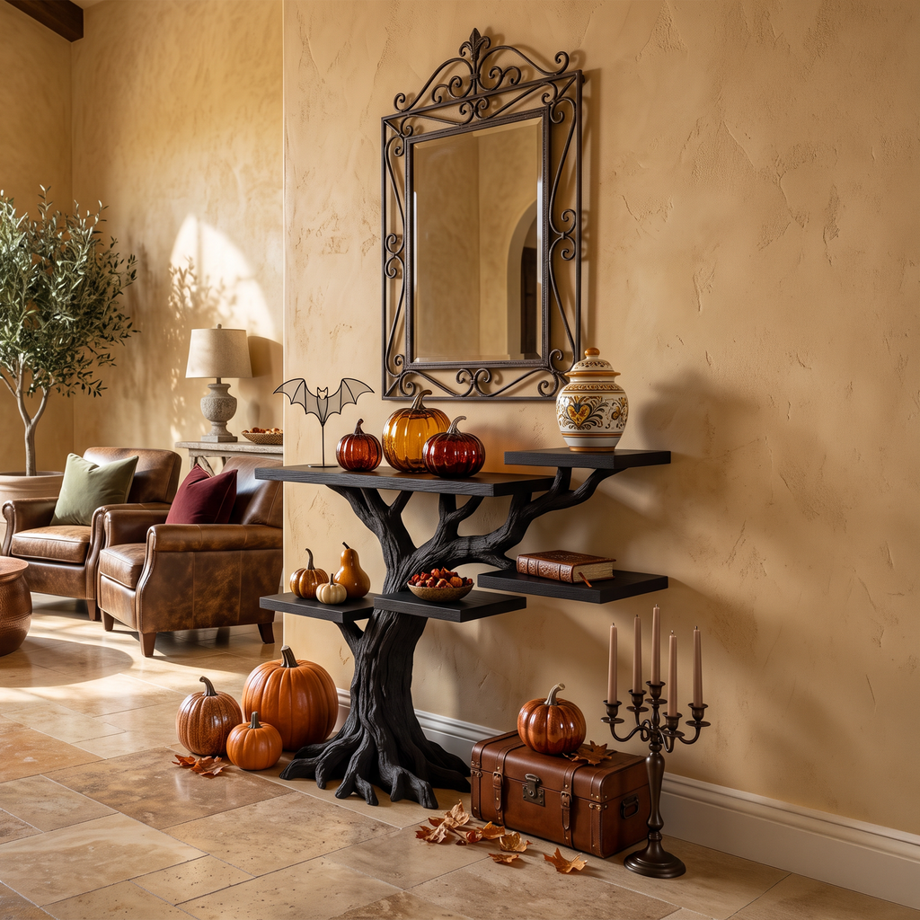 Minimalist Twisted Tree Accent Table For Witchy Halloween Vibes