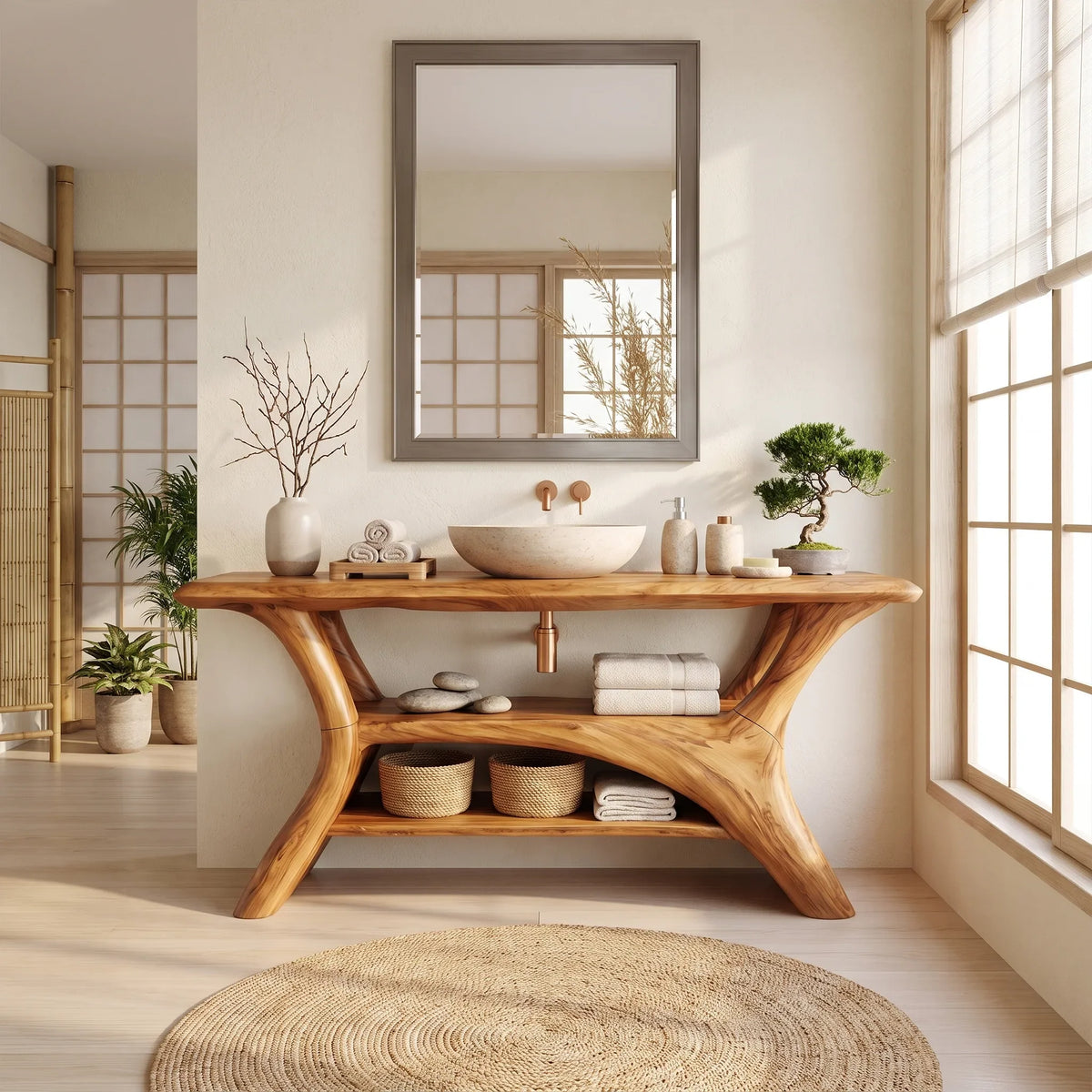 Refined Modern Bathroom Vanity Bathroom Vanity With Sink Wooden Bathroom Vanity Dual Open Shelves For Primary Bathroom