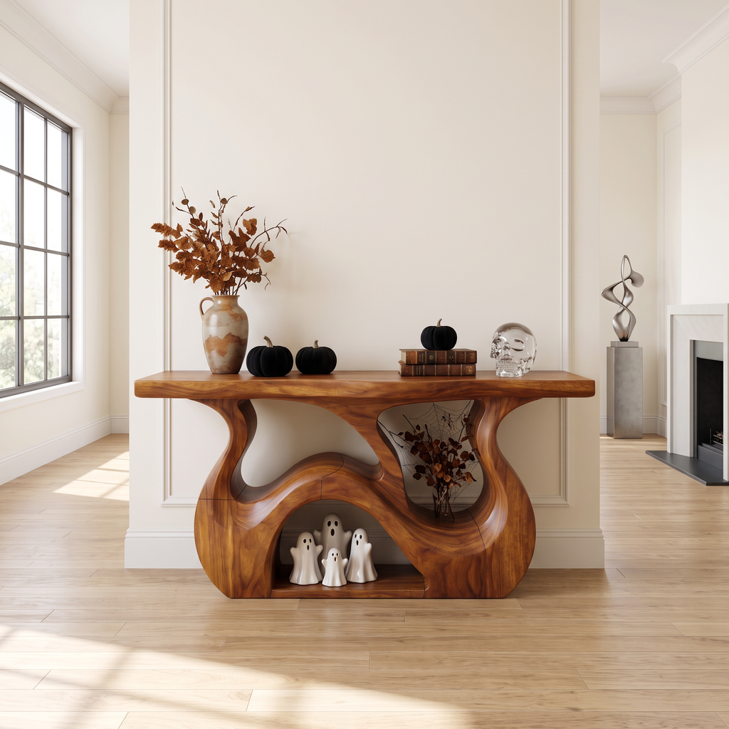 Minimalist Branch Form Entryway Table For Halloween Cabin Decor