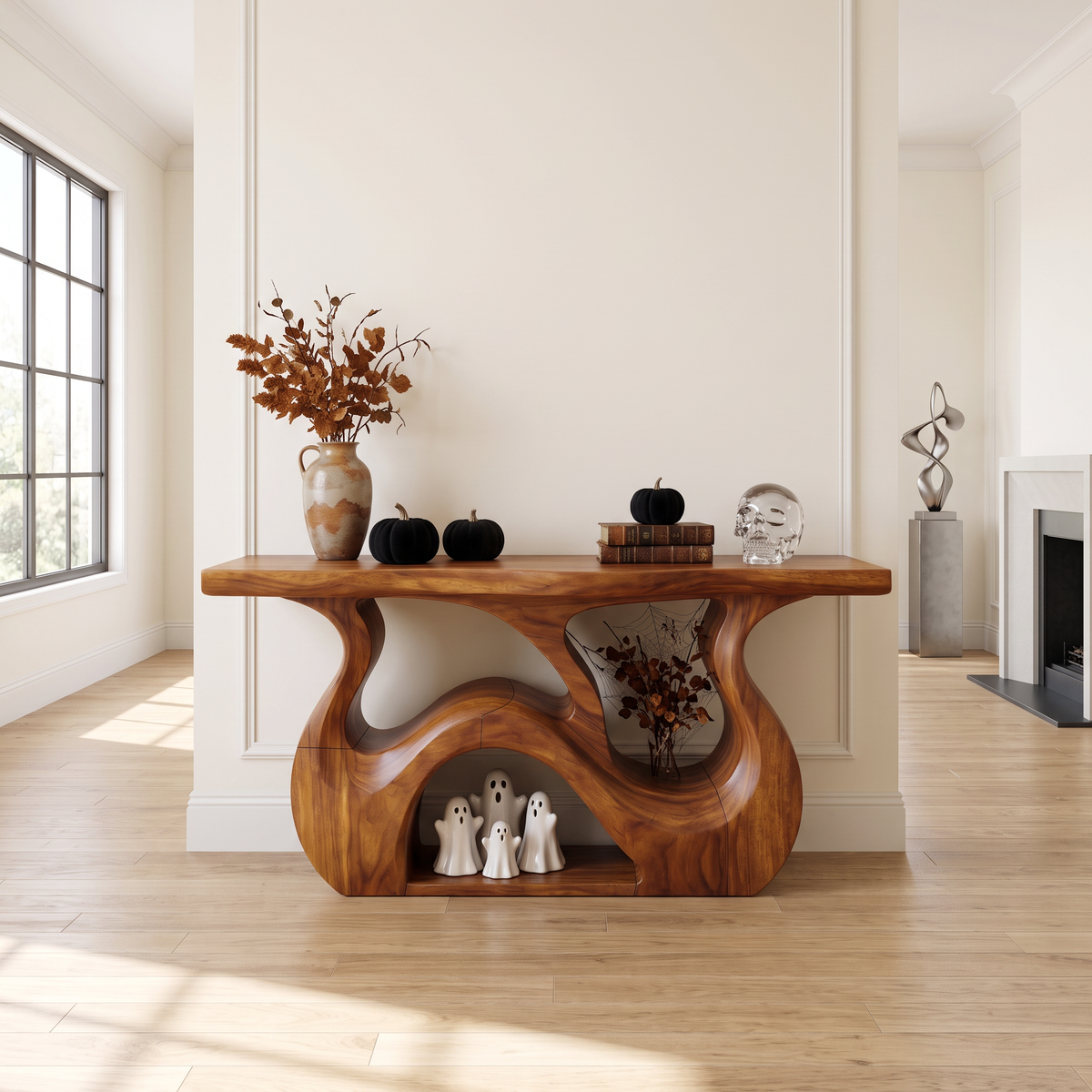 Minimalist Branch Form Entryway Table For Halloween Cabin Decor