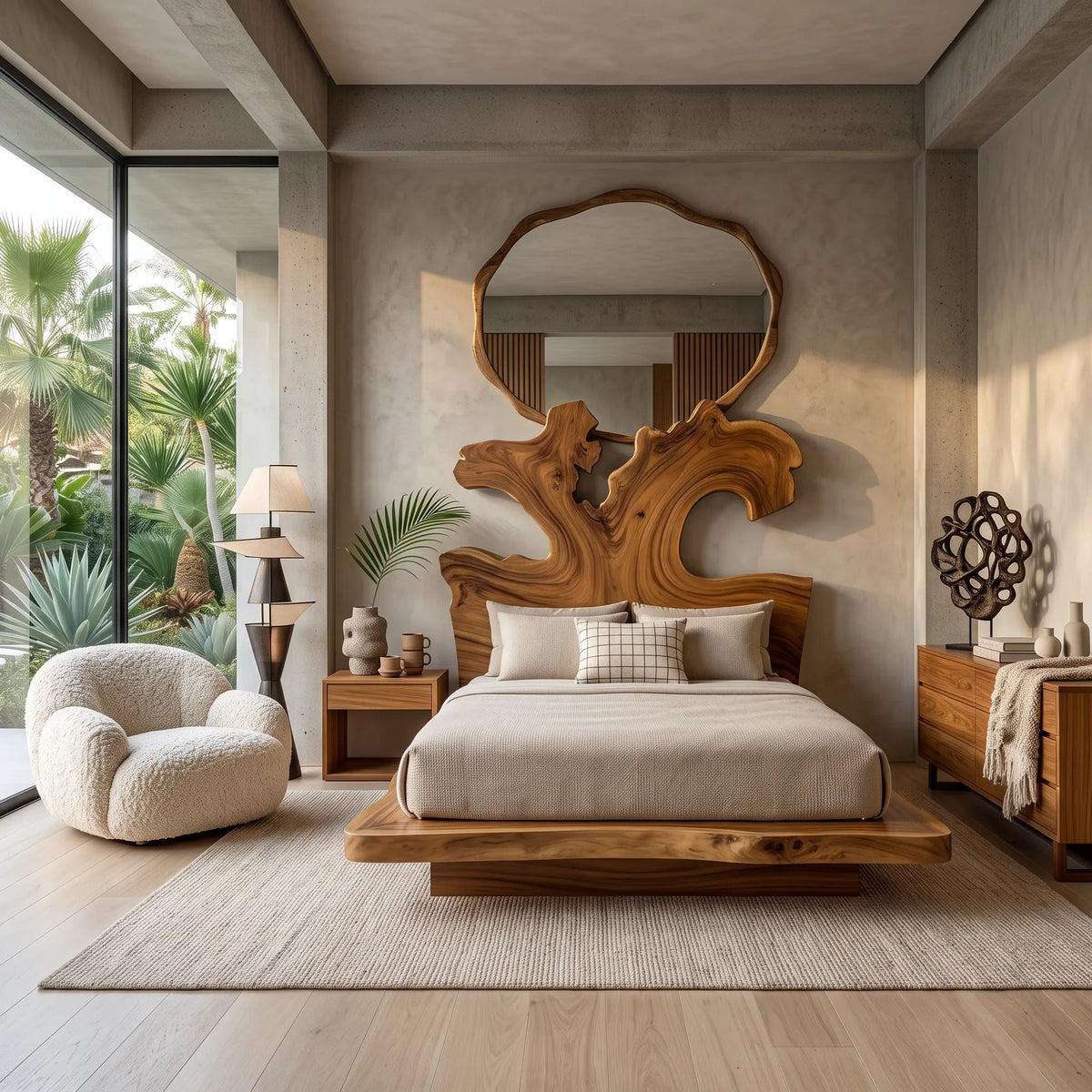 Luxury Bed Frame Freeform Sculptural Headboard For Master Bedroom